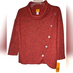 NWT Ruby Rd Fireside Fleece Cozy Cowl Neck Sweater Soft Warm & Fuzzy  HOLIDAY